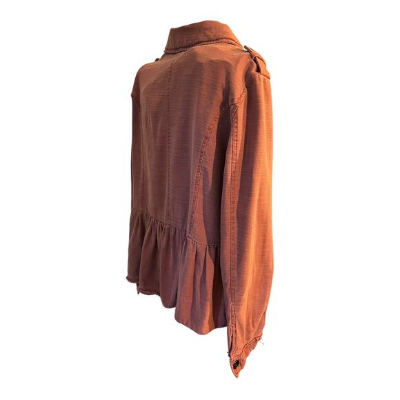 Altar’d State Mauve Raw Hem Peplum Utility Jacket Women’s Size L Lightweight - Picture 6 of 13